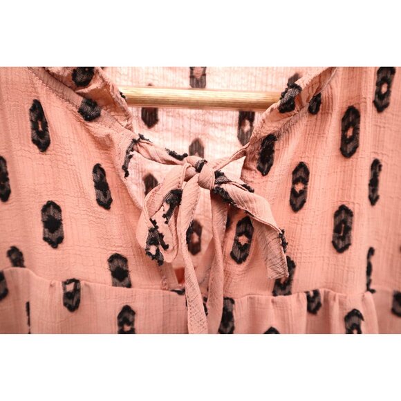 Moon River Womens Boho Tiered Ruffle Sleeve Dress L Textured Cottagecore Summer - Picture 10 of 11